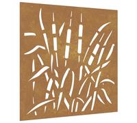 vidaXL Adorno de pared de jardín acero corten diseño hierba 55x55 cm