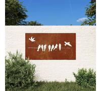 vidaXL Adorno de pared de jardín acero corten diseño pájaros 105x55 cm