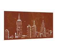 vidaXL Adorno de pared de jardín acero corten diseño skyline 105x55 cm Marrón