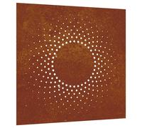 vidaXL Adorno de pared de jardín acero corten diseño sol 55x55 cm Marrón