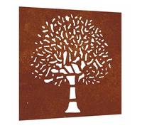 vidaXL Adorno de pared de jardín acero corten diseño árbol 55x55 cm
