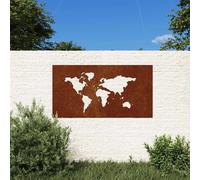 vidaXL Adorno de pared jardín acero corten diseño mapamundi 105x55 cm