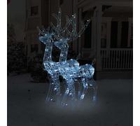 vidaXL Adorno de Renos de Navidad acrílico 2 uds Blanco frío 128 cm