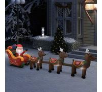 vidaXL Adorno inflable de Navidad Papá Noel y renos LED 490 cm