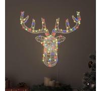 vidaXL Adorno navideño con forma de reno, 140 LEDs, multicolor, 68 x 36,5 x 62,5 cm, acrílico