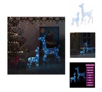 vidaXL Adorno navideño con luces LED, diseño de familia de renos, acrílico, 160 LEDs azules - Iluminación navideña