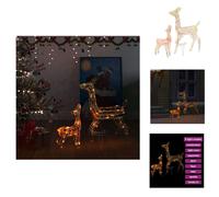 vidaXL Adorno navideño con luces LED, diseño de familia de renos, acrílico, 160 luces LED de colores - Iluminación navideña