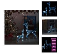 vidaXL Adorno navideño con luces LED, diseño de familia de renos, acrílico, 160 luces LED, luz blanca fría - Iluminación navideña