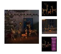vidaXL Adorno navideño con luces LED, diseño de familia de renos, acrílico, 300 LED de colores - Iluminación navideña