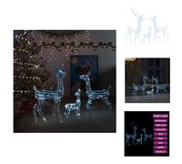 vidaXL Adorno navideño con luces LED, diseño de familia de renos, acrílico, 300 LED, luz blanca fría - Iluminación navideña
