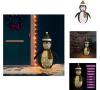 vidaXL: Adorno navideño de pingüino con luces LED, tejido de lujo, 120 cm - Iluminación navideña