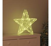 vidaXL Adorno navideño en forma de estrella 3D, 50 LEDs, luz blanca cálida, 55 x 53,5 x 10 cm, acrílico