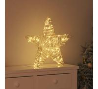 vidaXL Adorno navideño en forma de estrella 3D, 50 LEDs, luz cálida, 55 x 52,5 x 9 cm, ratán