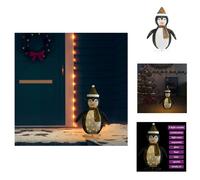 vidaXL: Adorno navideño, figura de pingüino con luces LED, tejido de lujo, 60 cm - Iluminación navideña