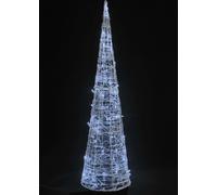 vidaXL Adorno navideño piramidal de acrílico con luces LED tipo Kegel, color blanco frío, 90 cm