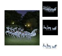 vidaXL Adorno navideño "Rentier con trineo", 140 LEDs, para exteriores, color blanco - Iluminación navideña