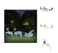 vidaXL Adorno navideño "Rentier con trineo", 60 LEDs, para exteriores, color blanco - Iluminación navideña