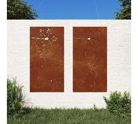 vidaXL Adorno Pared jardín 2 uds Acero corten diseño Flores 105x55 cm, Adorno Pared jardín, Adorno Metal Pared jardín, Adorno de Pared para jardín
