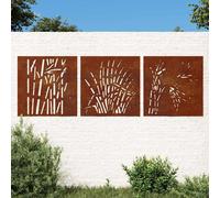 vidaXL Adorno de pared y jardín diseño Hierba, acero corten, 3 uds 55x55 cm