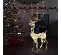 vidaXL Adorno reno de Navidad acrílico blanco cálido 140 LEDs 120 cm