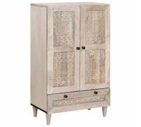 vidaXL Alacena Blanco 60 x 33 x 100 cm Madera Maciza de Mango, Alto Funcional, Unidad de Almacenamiento Moderna, Elegante Mueble de Mango, aparador Multifuncional para el Comedor