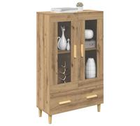 vidaXL Alacena Roble Artesanal 70 x 31 x 115 cm Madera contrachapada, Mueble para Sala, Vitrina Moderna, Madera Metalizada, Armario con Puerta de Vidrio, solución de Almacenamiento Resistente