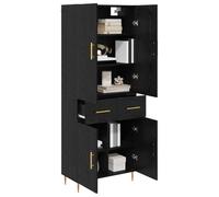 vidaXL Alacena Roble Negro 69,5 x 34 x 180 cm Madera contrachapada, Almacenamiento para Sala, Estante Moderno, estantería Rectangular, Organizador versátil, Muebles para el hogar