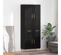 vidaXL Alacena Roble Negro 69,5 x 34 x 180 cm Madera contrachapada, Almacenamiento para Sala, Estante Moderno, estantería Rectangular, Organizador versátil, Muebles para el hogar