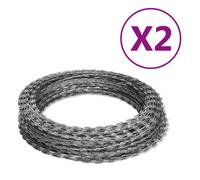 vidaXL 2X Alambre Concertina Helicoidal Púas Cerca Alambrada Jardín Patio Sitio Militar Prisión Barrera Práctica Acero Galvanizado 100m