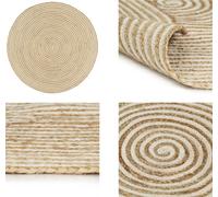 vidaXL Alfombra artesanal de yute con diseño de espirales, color blanco, 120 cm - Alfombra - Alfombras - Alfombra de pasillo - Alfombra tejida