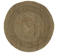 vidaXL Alfombra de área Negro Ø 210 cm Yute, Salón, Alfombra Moderna de Yute Hecha a Mano, Grande, Cubre Piso contemporáneo, Fibra Beige Minimalista