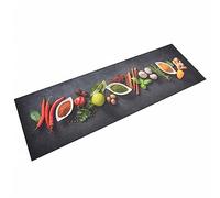 vidaXL Alfombra de Cocina Lavable Terciopelo Dibujo Especias 60x180 cm, Alfombrilla de Puerta, Felpudo, Alfombra de Pasillo, Alfombrilla de Cocina