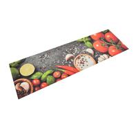 vidaXL Alfombra de Cocina Lavable, Tapete para Cocina Fregadero Comedor Casa de Campo, Decoración del Hogar, Modern, Terciopelo Dibujo Verduras