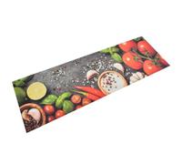 vidaXL Alfombra de Cocina Lavable Terciopelo Dibujo Verduras 60x180 cm, Alfombrilla de Puerta, Felpudo, Alfombra de Pasillo, Alfombrilla de Cocina