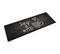 vidaXL Alfombra de cocina lavable Taza - Antideslizante, terciopelo negro 60x180 cm