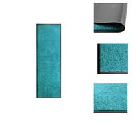 vidaXL Alfombra de entrada lavable, color cian, 60x180 cm - Alfombras de entrada