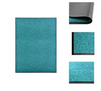 vidaXL Alfombra de entrada lavable, color cian, 90x120 cm - Alfombras de entrada