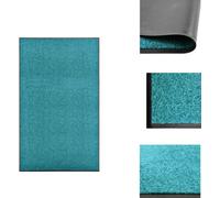 vidaXL Alfombra de entrada lavable, color cian, 90x150 cm - Alfombras de entrada