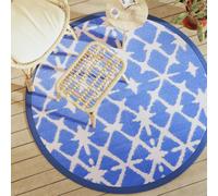 vidaXL Alfombra de exterior ARAKIL azul y blanca Ø160 cm PP