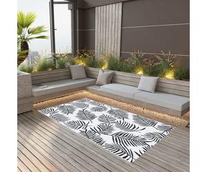 vidaXL Alfombra de exterior ARAKIL blanca y negra 190x290 cm PP