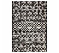 vidaXL Alfombra de exterior de tejido plano rayas negras 140x200 cm