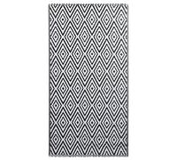 vidaXL Alfombra de Exterior Jardín Patio Terraza Balcón Salón Sala de Estar Hogar Decoración Alfombrilla Suelo Suave PP Blanco y Negro 80x150 cm