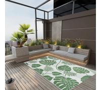 vidaXL Alfombra de Exterior PP 120x180 cm Jardín Patio Terraza Balcón Color Verde, Hoja, green leaf pattern y mas