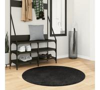 vidaXL Alfombra de pelo corto suave lavable HUARTE negro Ø 100 cm