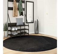 vidaXL Alfombra de pelo corto suave lavable HUARTE negro Ø 200 cm