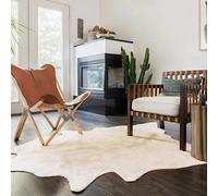 vidaXL Alfombra de piel de vaca auténtica beige 150x170 cm