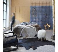 vidaXL Alfombra de piel de vaca auténtica negro 150x170 cm