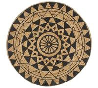 vidaXL Alfombra de yute tejida a mano con estampado negro 120 cm