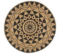 vidaXL Alfombra redonda de yute tejida a mano - Diámetro 120 cm - Estampado negro