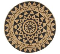 vidaXL Alfombra redonda de yute tejida a mano con estampado negro – 150 cm